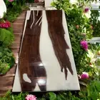 White Epoxy Resin Dining Table Dark Acacia Wood Luxury Console Bar Furniture Dec