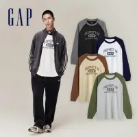 在飛比找momo購物網優惠-【GAP】男裝 Logo純棉印花圓領長袖上衣-多色可選(77