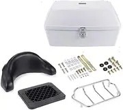 Motorcycle Back top Box case Motorcycle Trunk Rear Storage Box Tail Luggage Trunk Case Toolbox W/Backrest Pad Scooter Motorbike Universal Motorbike Storage(White)
