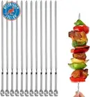 12PCS Kabob Skewers Flat Metal BBQ Barbecue Skewer 14" Long Stainless Steel Shis