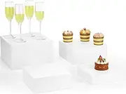 VIVIRBIEN 4PCS Buffet Risers Display Stand Food Risers for Buffet Table, White Wooden Cube Display Nesting Risers with Hollow Bottoms, Display Stand for Catering Dessert Collectibles Figures Show
