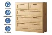 ALFORDSON 5 Chest of Drawers Storage Cabinet Rattan Dresser Tallboy Oak