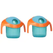 2 x Boon Nosh Baby Snack Container 175ml Spill Proof Handles Travel Cup