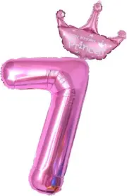 40-Inch Pink Number 7 Balloons & Mini Princess Balloon set, Helium Birthday Ball