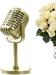 Microphone Model - Accessories Retro Microphones With Stand, Retro Proportion Fake Microphones For Costumes And Role Play, Old Stage Festival Microphone Decoration.
