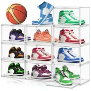 10 Pack Acrylic Shoe Display Case Transparent Sneaker Storage Boxes Clear Pla...