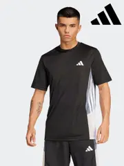adidas Black Train Essentials Seasonal Colorblock T-Shirt (E42853) | $65
