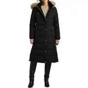 Lauren Ralph Lauren Heritage Down & Feather Fill Puffer with Faux Fur Trim Removable Hood in Black at Nordstrom, Size X-Large