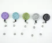 Hot 5 pcs Rhinestone Bling Retractable ID Badge Holder Belt Clip back