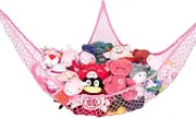 Stuffed Animal Hammock, G-Helper 70 inch Jumbo Toy Hammock Hanging Net for Stuffed Animals Corner Wall Toy Net for Kids Bedroom Pink