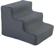 MFMEXUL Dog Stairs Ladder Cat Ramp Pet Stairs Steps Multipurpose Pet Supplies Anti Slip Durable Detachable Cover for Small Dogs Cats, S 3 Step Dark Grey