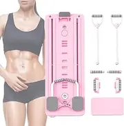 Multi-Functional Pilates Board, Portable Pilates Reformer Machine for Home Gym, Pilates Equipment with Adjustable Resistance Bands for Women Ab Roller Exercises and Full-Body Workouts