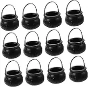 Amosfun 12 Pcs Witch Calderon Pot Halloween Decor Bucket Mini Candy Kettle Witch Pot Pumpkin Sweet Holder Black Mini Candy Buckets Cauldron Halloween Pumpkin Prop Bulk Tray Child