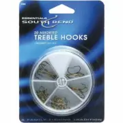(3-20/pk)-SouthBend Assorted All Purpose Treble Fishing Hooks. Model: 1005