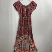 New Look Maxi Dress Small Boho Paisley Peasant Hi Low Off Shoulder NEW