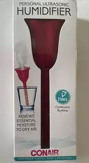 PERSONAL ULTRASONIC HUMIDIFIER NEW By CONAIR (RED) 2 HOUR RUNTIME