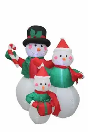 4 FOOT TALL Christmas Inflatable Snowman Snowmen Family Lights Yard Decoration