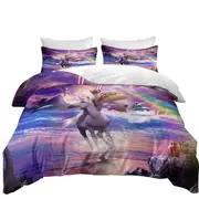 Crazy Funny Art Laser Space Cat on Unicorn Eating Taco Quilt Cover
