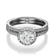 1 2/3 CT L/I1 Dazzling Diamond Engagement Ring Set Round Cut 14K White Gold