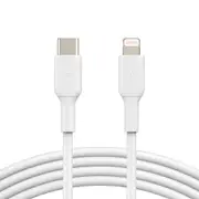 BELKIN BoostCharge Lightning to USB-C Cable (1m/3.3ft) - White (CAA003bt1MWH), 8,000+ bends tested,480Mbps,PVC Cable,MFi Certified,USB-C PD,2YR.