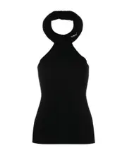 Off-White Tubular Open-Back Halterneck Top IT44 Black