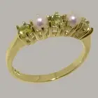 10k Yellow Gold Natural Peridot & Pearl Womens Eternity Ring - Sizes 4 to 12