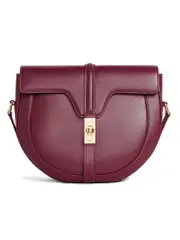 Celine Besace 16 in Burgundy Satinated Calfskin