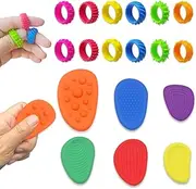 18 Pack Sensory Stone & Rings Combo – Anxiety Relief for Kids Adults, ADHD Autism Sensory Tools, Silicone Squeeze Toys,for Autism Calming Men Women