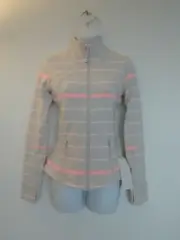 NWT LULULEMON Forme Jacket Luon Fabric Cuffins 4 PSHD/BRLY Pink Multi Stripe