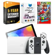 Nintendo Switch White OLED Console + Super Mario Odyssey Bundle