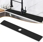 LOPNUR Faucet Mat for Kitchen Sink Protectors, 30 Inch Extra Long Kitchen Sink Splash Guard Behind Faucet, Cuttable Bathroom Water Splash Guard with Super Absorbent Diatomite Fast Drying, Black