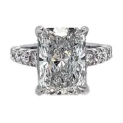 6.26ct F VS1 IGI Radiant Cut Lab Created Diamond Pave Engagement Ring 14KWG