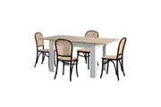 Oikiture 160cm Extendable Dining Table with 4PCS Dining Chairs