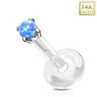 Piercing Ear Labret Bioplast And White Gold 14 Carat Opal Blue