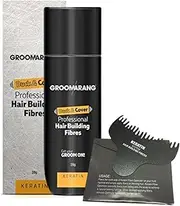 Hair Fibres GROOMARANG Keratin Hair Building Fibres for Thinning Hair - Instantly Conceals Thinning Areas for Fuller Thicker Hair - For Men & Women 28g PLUS Hairline Optimiser (Medium Blonde)