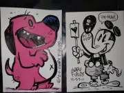 tmnt Gary Fields sketch cards original art FLOPHOUSE FRIENDS and Mickey Mouse