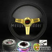 GOLD DEEP DISH STEERING WHEEL +NEO CHROME QUICK RELEASE FOR SUBARU LEGACY 90-07 (for: Mitsubishi)