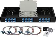 FYBOPTWU-24 Duplex Singlemode 48 Port LC Rack Mount Enclosure Box with Pigtails & Couplers, 48 Core LGX Patch Panel Box fits for 19" Racks Cabinet