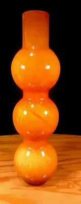 Orange Hand Blown Studio Art Glass vase - large Mid century