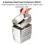 6-Pack Stainless Steel Food Containers Lids 500ml Meal Prep, Freezer & Oven Safe