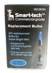 Santa's Best Smart-Tech ECO Smart 100ct 7mm LED Bulbs BLUE 997004HO #54