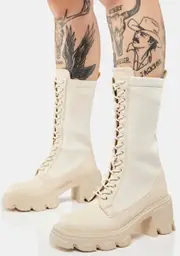 [SIMMI] Beige Carson Lace-Up Boots