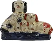[SYNWISH] Hand-Painted Porcelain Family Vintage Dog Figurines Ceramic Dog Collectibles for Home Decoration