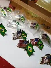 12 Brazil and USA FLAG Together Diplomatic PINs Collectible Hat Work Lapel Tie