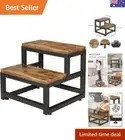 Wooden Step Stools for Adults Kids, 2 Step Stool, Heavy Duty Wood Bedside Ste...