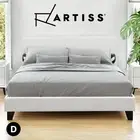 Artiss Bed Frame Double Size Mattress Base Wooden Platform Leather White NEO