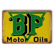 2x Tin Sign Bp Motor Oils Retro Vintage Car Decorative Wall Art Rustic Look