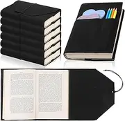 Dianelhall 6 Pcs Canvas Book Cover with Pockets Washable 6.3 x 8.3 Inch Reuseable Adjustable Book Protector Gifts for Lovers Men Women