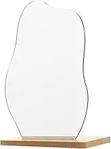 GETAJGHSD Wooden Base Desktop Mirror Irregular Acrylic Makeup Mirror for Elegant Decor Frameless Design Stable Structure for Daily Beauty Routine and