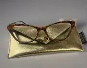 Foster Grant “ALLIE” +1.25 Reading Glasses Golden Leopard Frame With Case